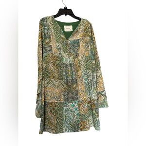 Anthropologie Floreat green‎ floral dress size 0
